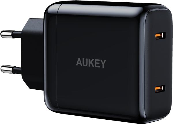 AUKEY SwiftDuo 40W PD 2-Port USB-C PA-R2S BK Portable Wall Charger Black