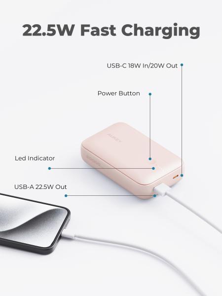 Aukey spark mini 20000, 20w, pd,qc pb-y57 pi powerbank,pink,usb-c,usb-a - Aukey-pb-y57-pi-0689323788347-07.jpg