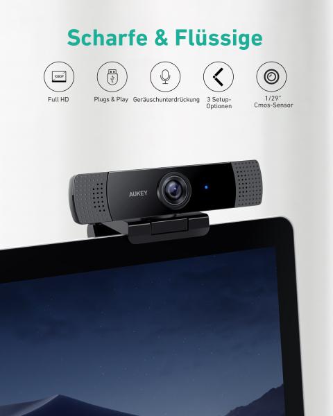 Aukey stream webcam 1080p dual mic pc-lm1e black, usb 2.0 - Aukey-pc-lm1e-0631390543268-02.jpg