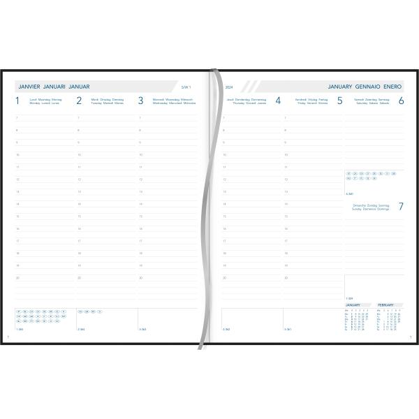 AURORA Agenda Business Florence 2024 2915B 1W/2S, blau, ML 17.5x22.5cm