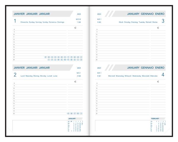 AURORA Agenda Folio 2 2024 FA111Z 2T/1S, schwarz, ML 14x21cm