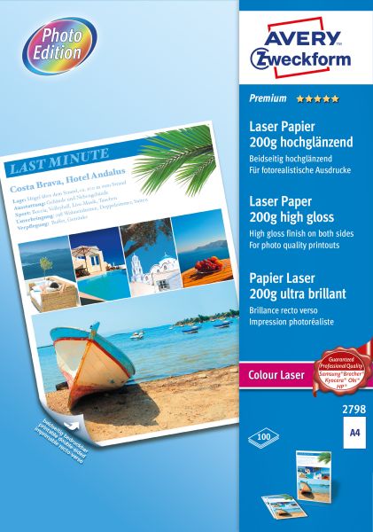 AVERY ZWECKFORM Laser Fotopapier A4 2798Z 200g, weiss 100 Blatt