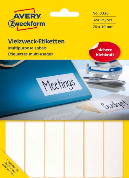 AVERY ZWECKFORM Universaletiketten 76x19mm 3328 weiss 324 Stk./27 Bl.