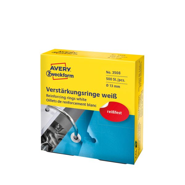 AVERY ZWECKFORM Verstärkungsringe 13mm weiss 3508 500 Stück