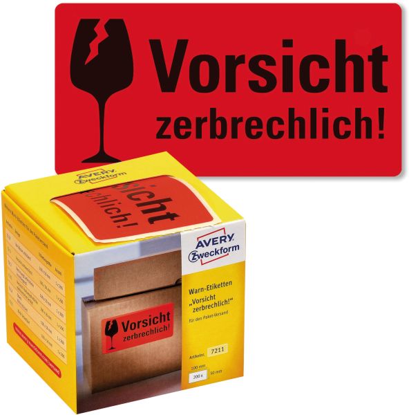 AVERY ZWECKFORM Warnetiketten 100x50mm 7211 neonrot 200 Stück