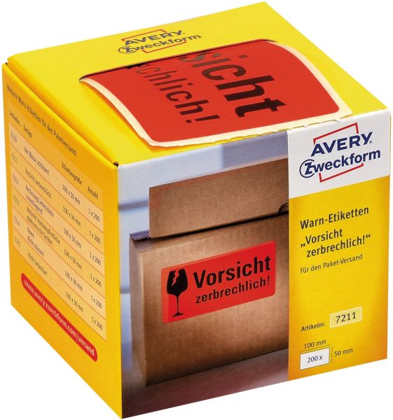 AVERY ZWECKFORM Warnetiketten 100x50mm 7211 neonrot 200 Stück