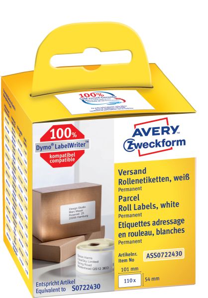 AVERY ZWECKFORM Versand-Etiketten 101x54mm ASS0722430 weiss, Rolle 110 Stück