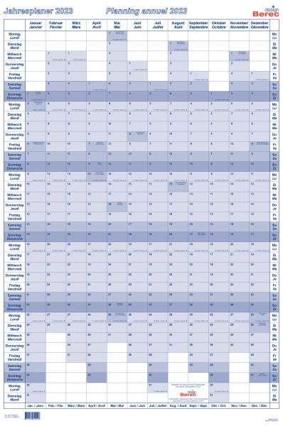 BEREC Jahresplan hoch 2024 B 5668/24 blau 60x90cm