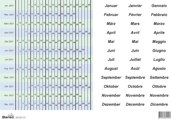 BEREC Datumsstreifenset 2022 DS05/22 selbstklebend 5-Tage-Woche