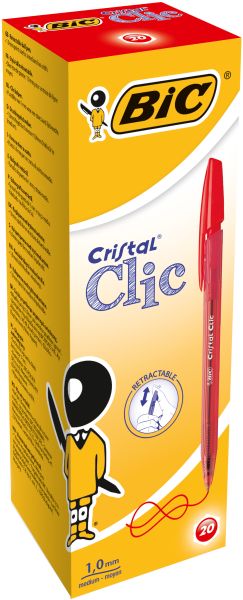 BIC Kugelschr. Cristal Clic 1mm 850734 rot 20 Stück