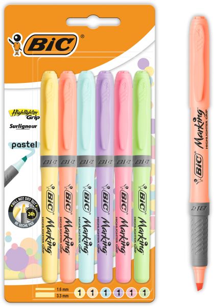 BIC Textmarker Pastel 992561 6 Farben ass.