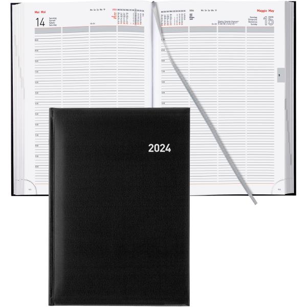 BIELLA Geschäftsagenda Quattro 2024 03410020024U schwarz, 1T/S, A4, d/f/i/e