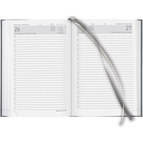 BIELLA Geschäftsagenda Executive 2024 06510250024U grau, 1T/S, 14,5x20,5cm