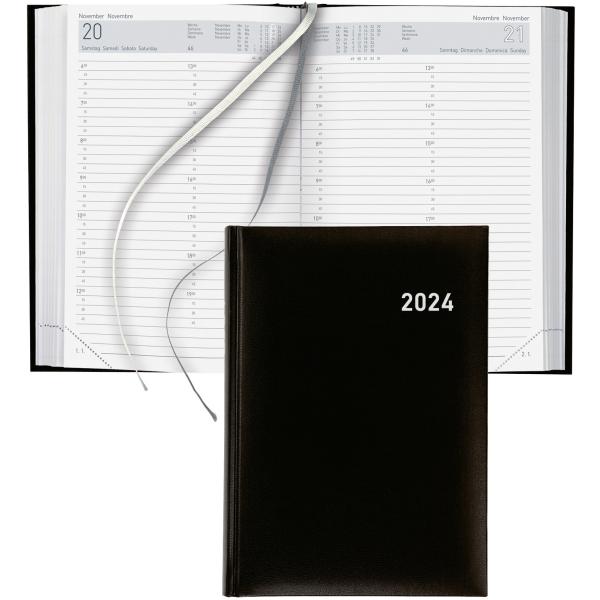 BIELLA Geschäftsagenda Manager 2024 06511020024U schwarz, 1T/S, 14,5x20,5cm