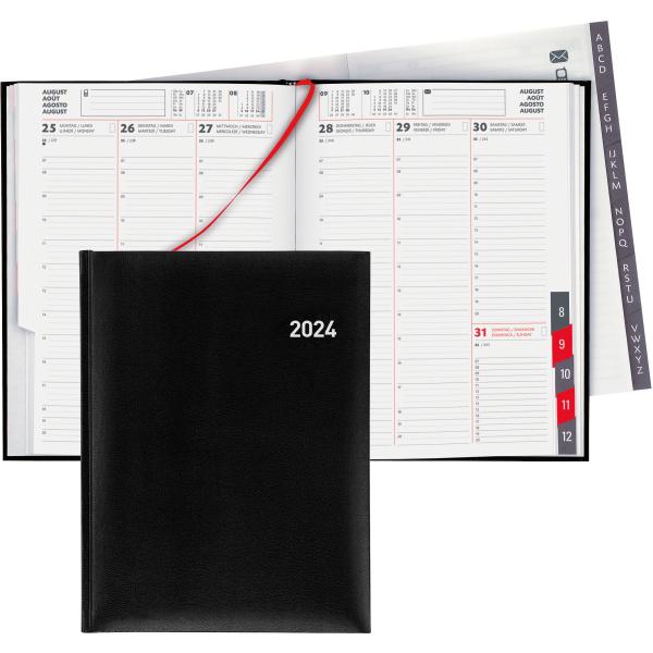 BIELLA Geschäftsagenda Orario 2024 09301020024U schwarz, 1W/2S, 17,8x23,5cm