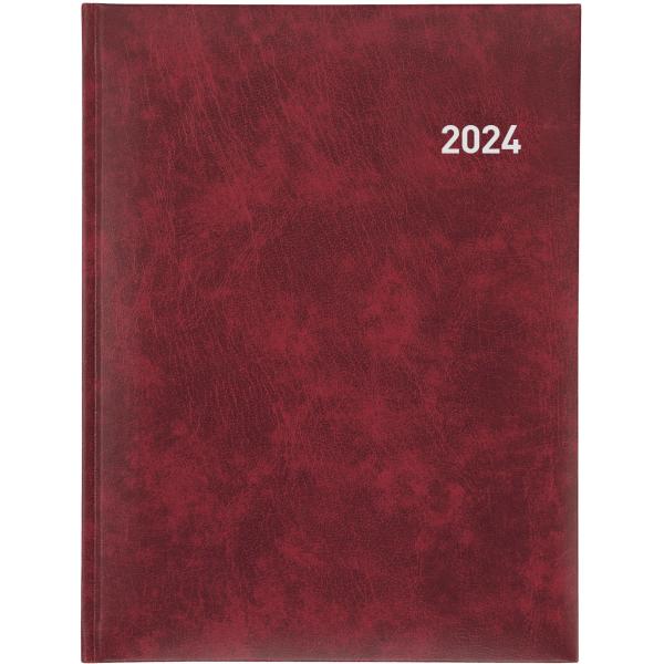 BIELLA Geschäftsagenda Orario 2024 09301470024U weinrot, 1W/2S, 17,8x23,5cm