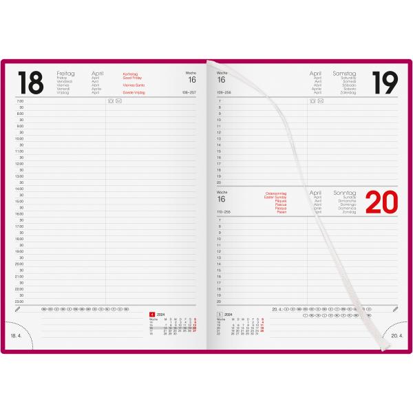 BIELLA Geschäftsagenda Colorful 2024 09701400024U pink, 1T/S, 14,5x20,5cm