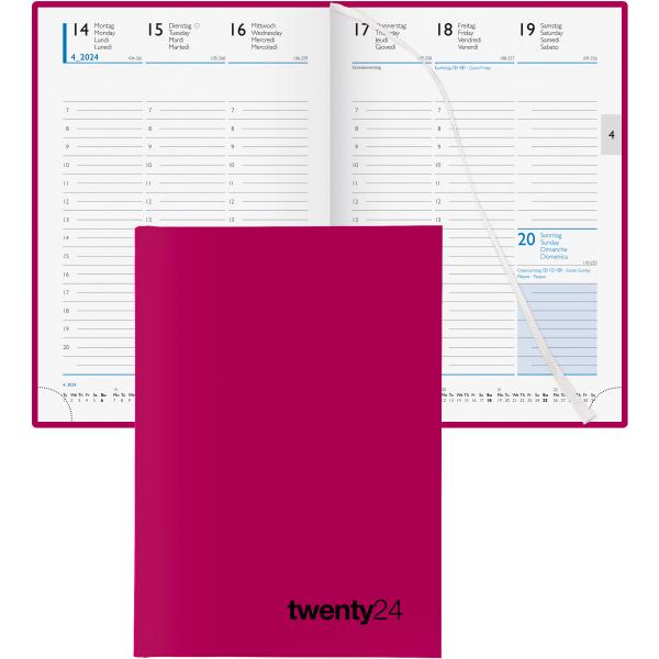 BIELLA Geschäftsagenda Colorful 72024 09707400024U pink, 1W/2S, 14,5x20,5cm