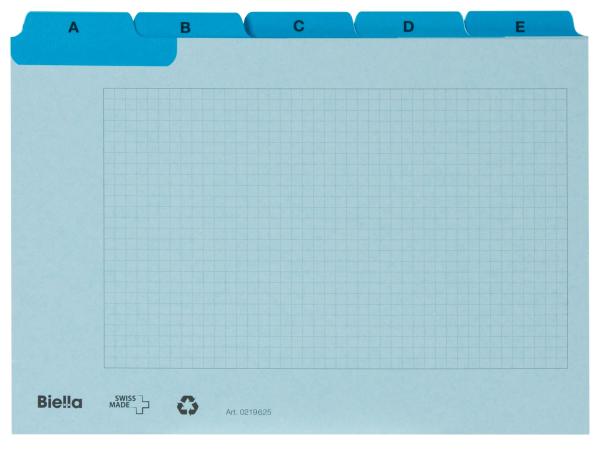 BIELLA Kartei-Leitkarten A6 21962505U blau, A-Z,verstärkt,25-teilig