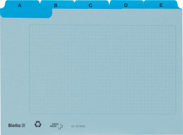 BIELLA Kartei-Leitkarten A7 21972505U blau, A-Z,verstärkt,25-teilig