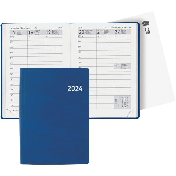 BIELLA Taschenagenda Rex 2024 25301050024U blau, 1W/2S, 10,1x14,2cm