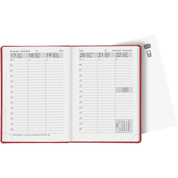 BIELLA Taschenagenda Rex 2024 25301450024U rot, 1W/2S, 10,1x14,2cm