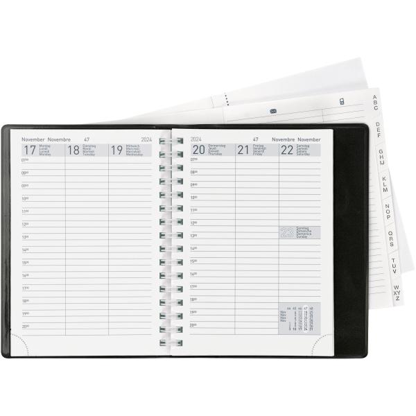 BIELLA Taschenagenda Rex Wire-O 2024 25773020024U schwarz, 1W/2S, 10,1x14,2cm