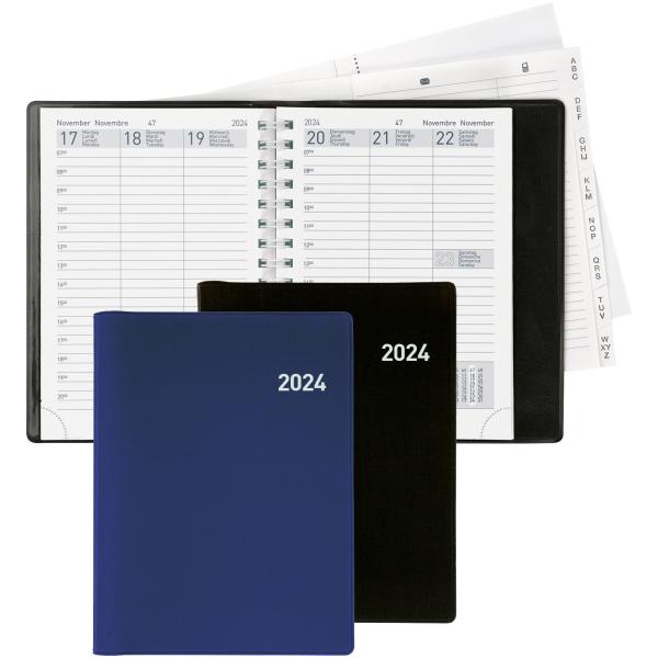 BIELLA Taschenagenda Rex Wire-O 2024 25773020024U schwarz, 1W/2S, 10,1x14,2cm