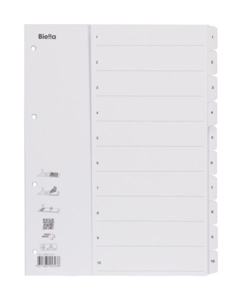 BIELLA Register Karton, SmartIndex A4 46941001U 1-10, weiss