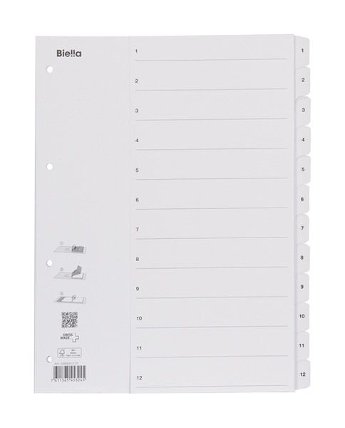 BIELLA Register Karton, SmartIndex A4 46941201U 1-12, weiss