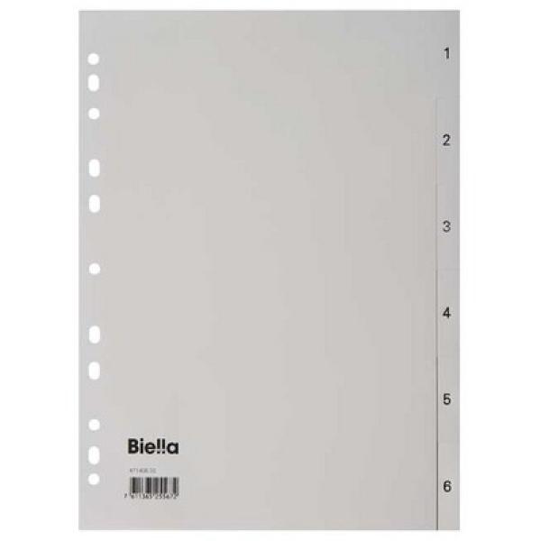 BIELLA Register PP grau A4 47140600U 1-6, Vollformat