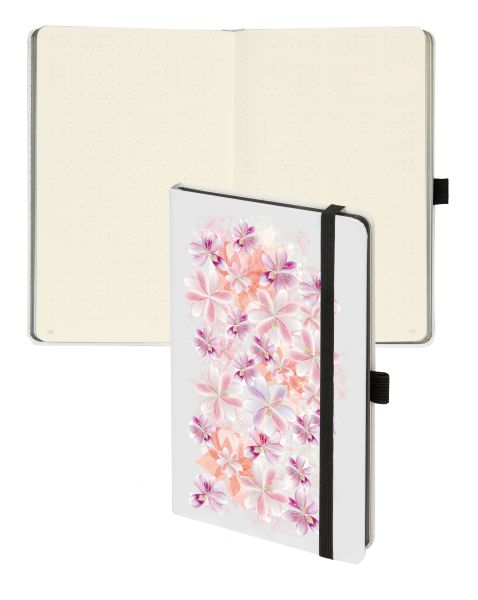 BIELLA Notizbuch Kompagnon WhiteTrend 5845337723U Flower, gepunktet 12.5x19.5cm