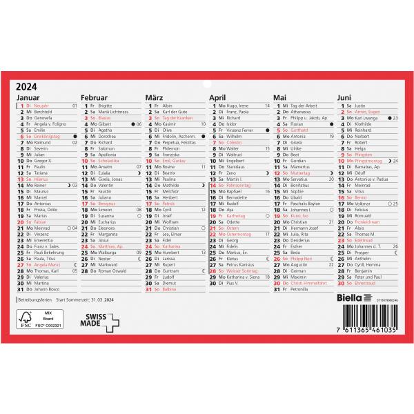 BIELLA Tafelkalender 2024 71407910024U ½J/S, 23,5x15,5cm, dt.