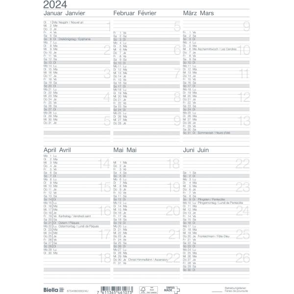 BIELLA Tafelkalender 2024 71607000024U ½J/S, 21x29,7cm, d/f