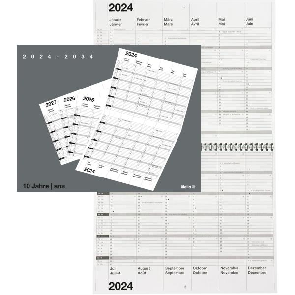 BIELLA 10-Jahreskalender Wire-O 2024 76418000025U 1J/2S, 30x24cm, d/f