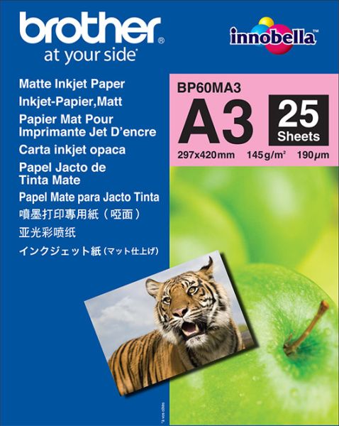 BROTHER InkJet Paper matt 145g A3 BP60-MA3 MFC-6490CW 25 Blatt