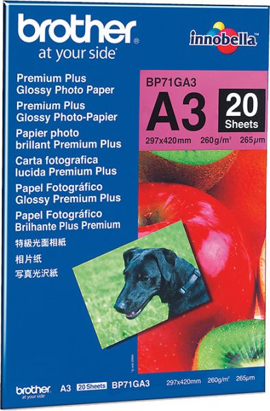 BROTHER Photo Paper glossy 260g A3 BP71-GA3 MFC-6490CW 20 Blatt