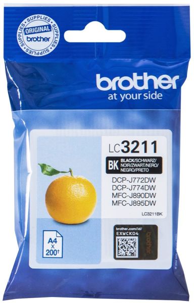 BROTHER Tintenpatrone schwarz LC-3211BK DCP-J774DW 200 Seiten