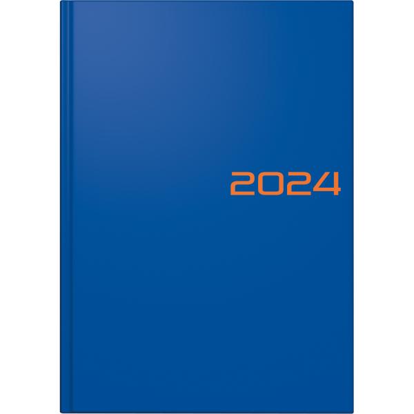 BRUNNEN Buchkalender 2024 1079561034 blau, d/e/f/i/sp/h 1T/S A5