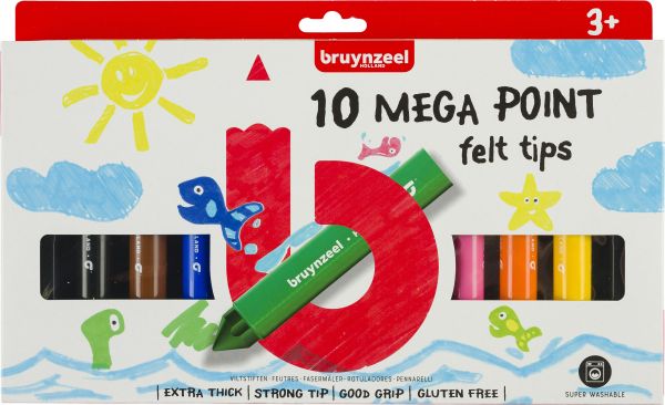 BRUYNZEEL Fasermalerset Kids Mega Point 60122002 10 Farben