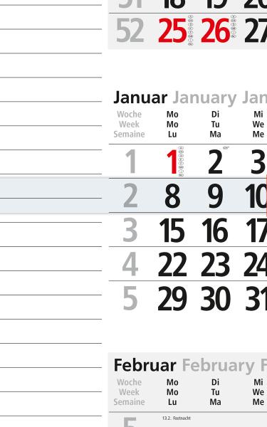 BÜHNER 3-Monatskalender ms. 2024 M3KPNBL-R-FSC 30x42cm