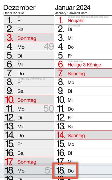 BÜHNER 3-Monatskalender ms. 2024 M3TE-R-BLOCK FSC 30x45cm