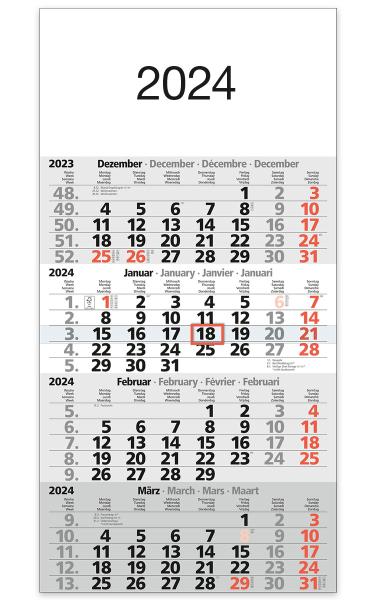 BÜHNER 4-Monatskalender ms. 2024 M4MF-R-BLOCK-FSC 30x45cm