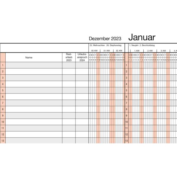 BÜHNER Ch Ferienplaner dt. 2024 UP12-CH-R-FSC 99x49cm