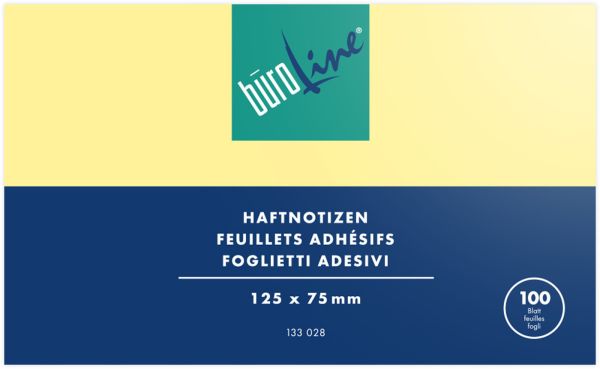 BÜROLINE Haftnotizen 125x75mm 133028 gelb 100 Blatt