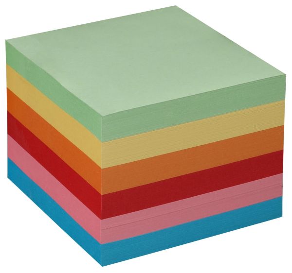 BÜROLINE Zettelbox Papier 90x90mm 376459 farbig ass., 80gr. 700 Blatt