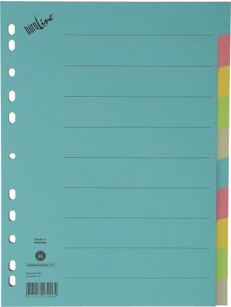 BÜROLINE Kartonregister bunt A4 40580 10-teilig