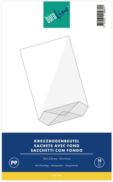 BÜROLINE Kreuzboden Beutel 145×235mm 423004 transparent 10 Stück