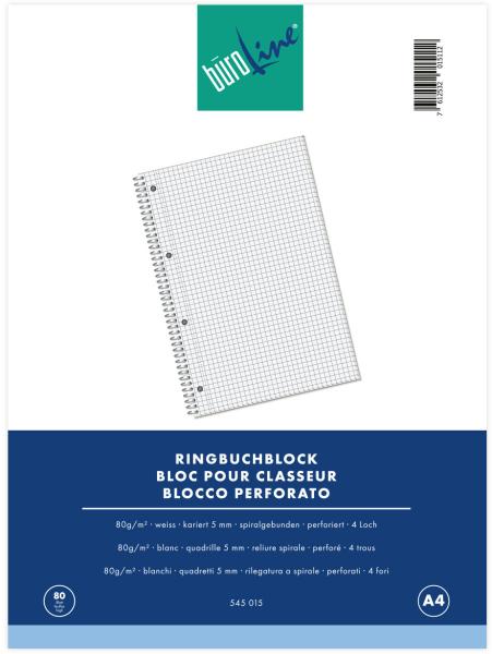 BÜROLINE Ringbuchblock A4 545015 kariert, 80g, 5mm 80 Blatt