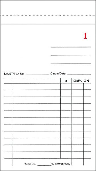 BÜROLINE Kassablock 10×17cm 572042 numeriert 50x2 Blatt